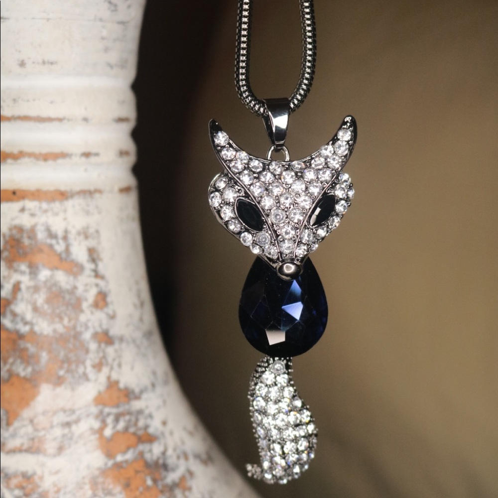 Black Night Owl Crystal Necklace